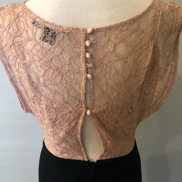 French Connection Pink Lace And Black Skirt Dress - Picture 3 of 4